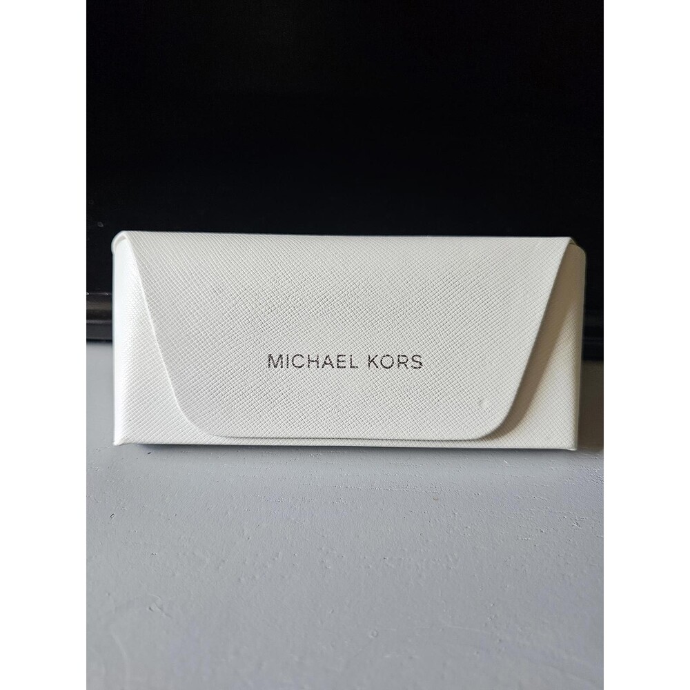 Michael Kors White Hard Shell Sunglasses Case w Cleaning Cloth Logo